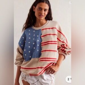 NWOT Tricia Fix X Free People Stars & Stripes Pullover, XL